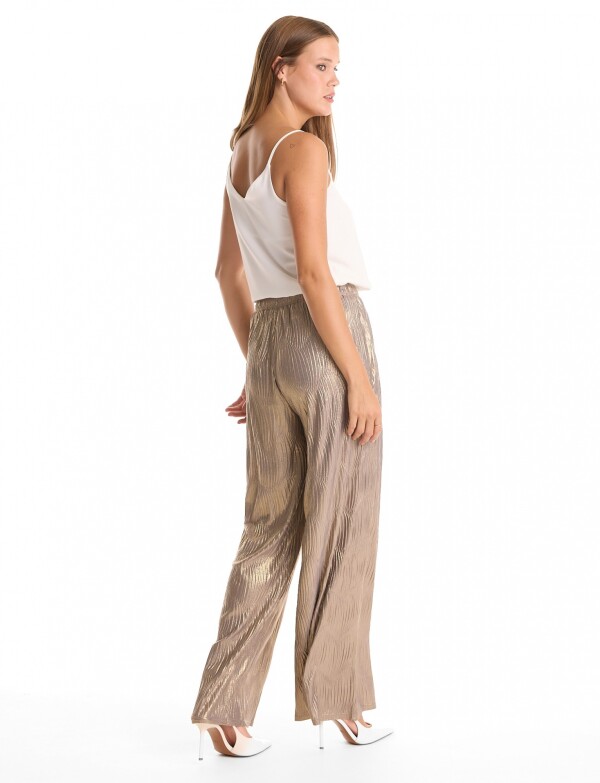 Pantalon Wide Leg Plisado DORADO