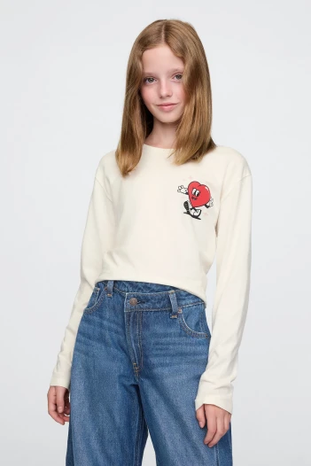 Remera Gráfico Manga Larga Niña Ivory Frost
