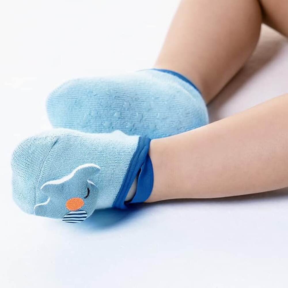 Set de medias con aplique anti deslizante buba 1 a 3 Elefante azul
