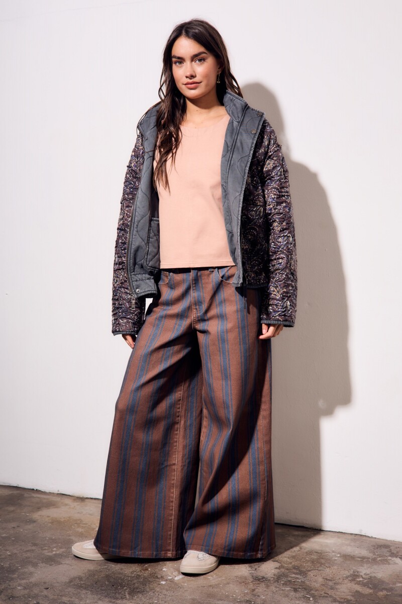 Jean Rayado Extra Wide Leg Chocolate