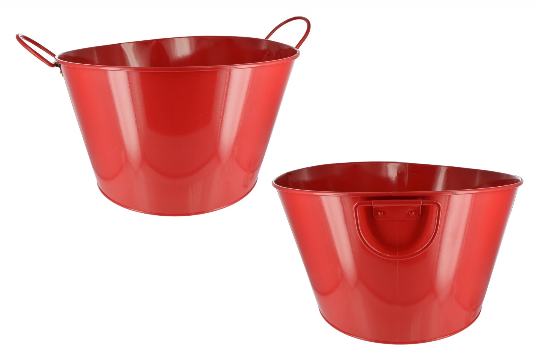 Balde de metal rojo con asas para botellas 39x30x23cm 