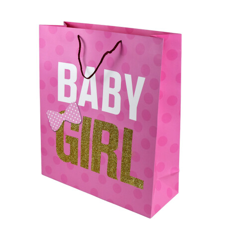 Bolsa de papel de regalo baby girl con glitter Bolsa de papel de regalo baby girl con glitter