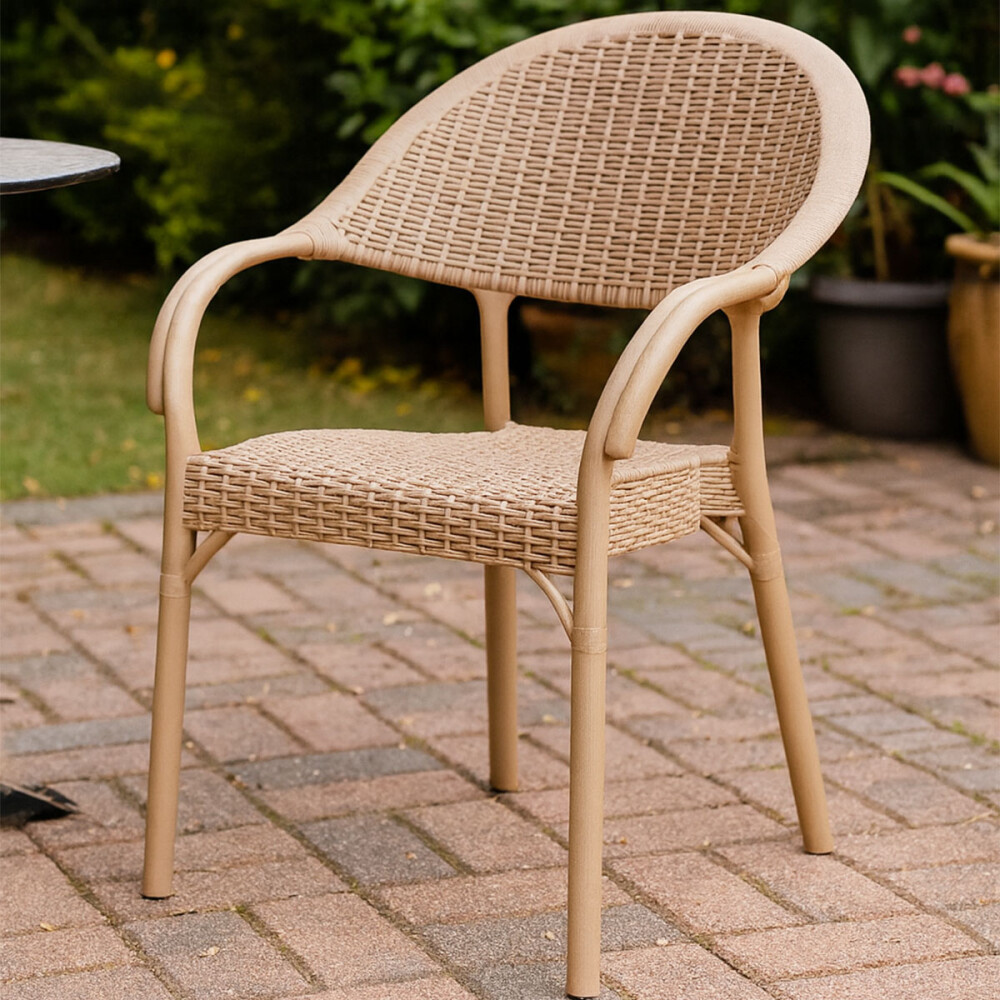 Mesa Comedor Plegable Exterior 1.20m + 4 Sillas Jardin Beige