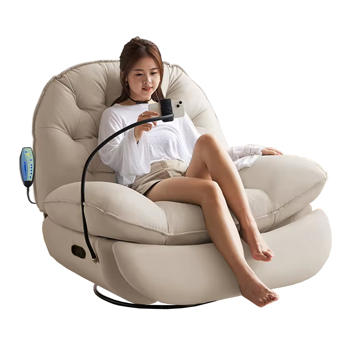 Sillónsillón Masajeador Poltrona Con Control Remoto Y Soporte Para Celular - BEIGE 