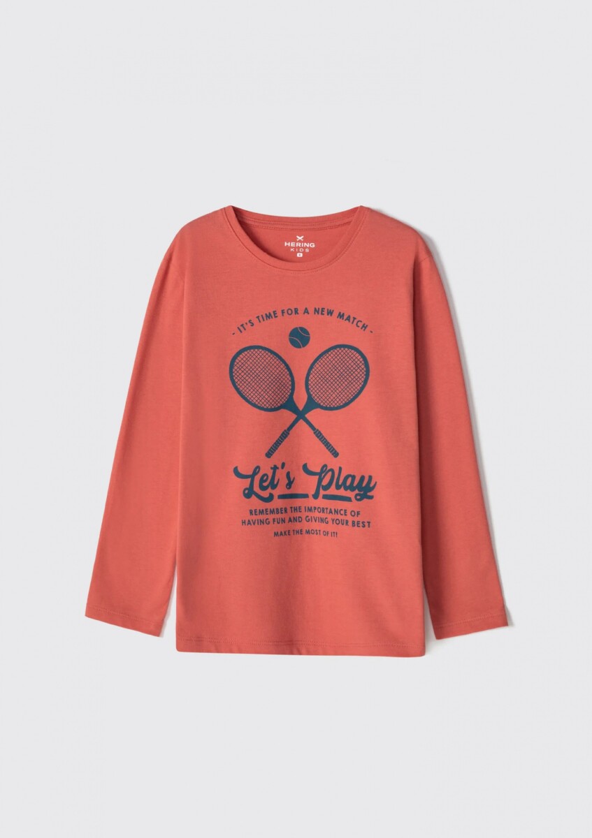CAMISETA MANGA LARGA INFANTIL CON ESTAMPA - ROJO 