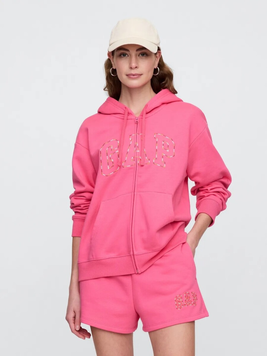 Canguro Con Cierre Logo Gap Mujer - Neon Pink Rose 