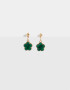 Aros Colgantes Cortos Esmaltado Aros Colgantes Flor Lucky - Dorado