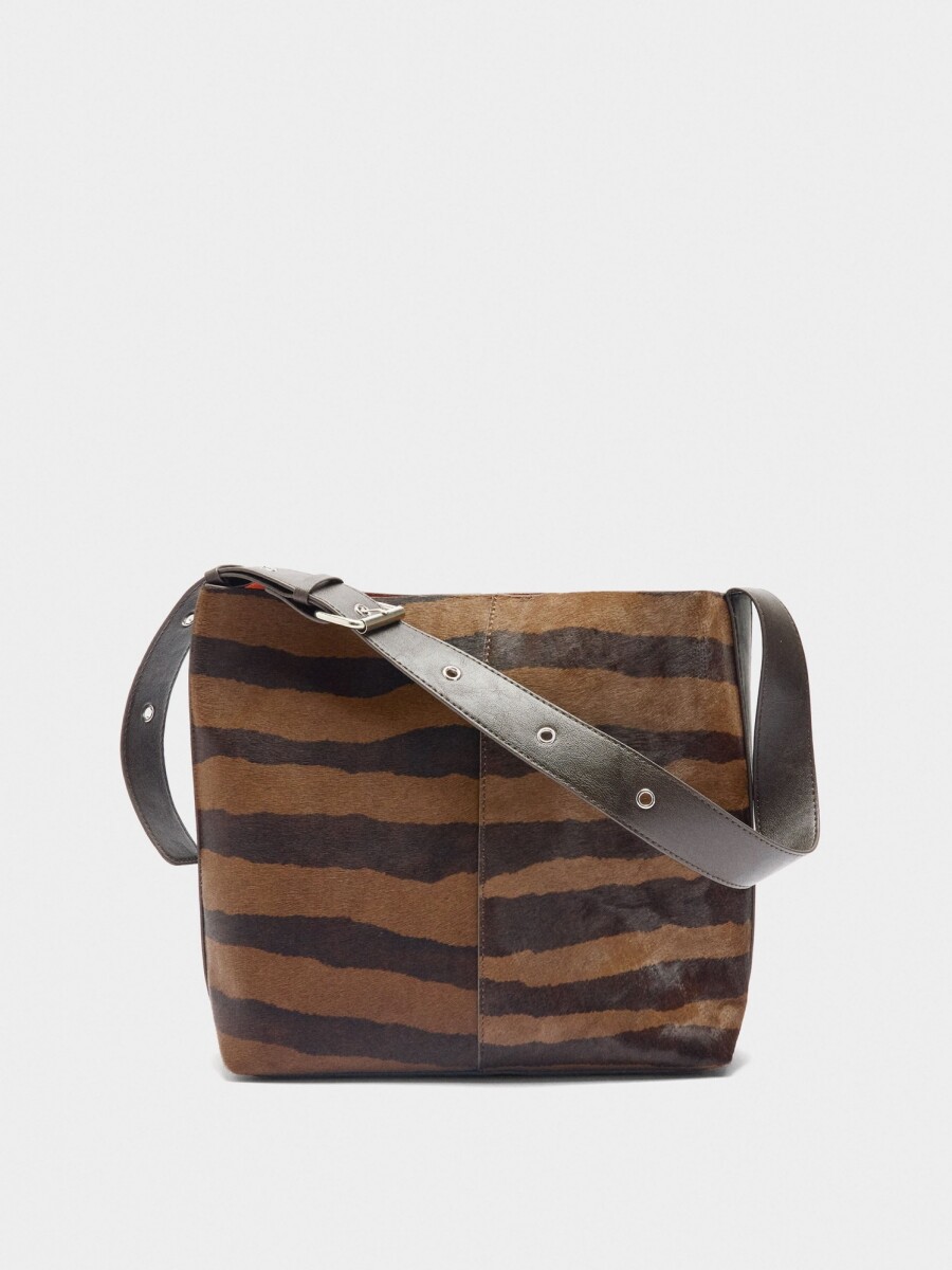 Bolso De Hombro Con Piel Estampado Animal marron