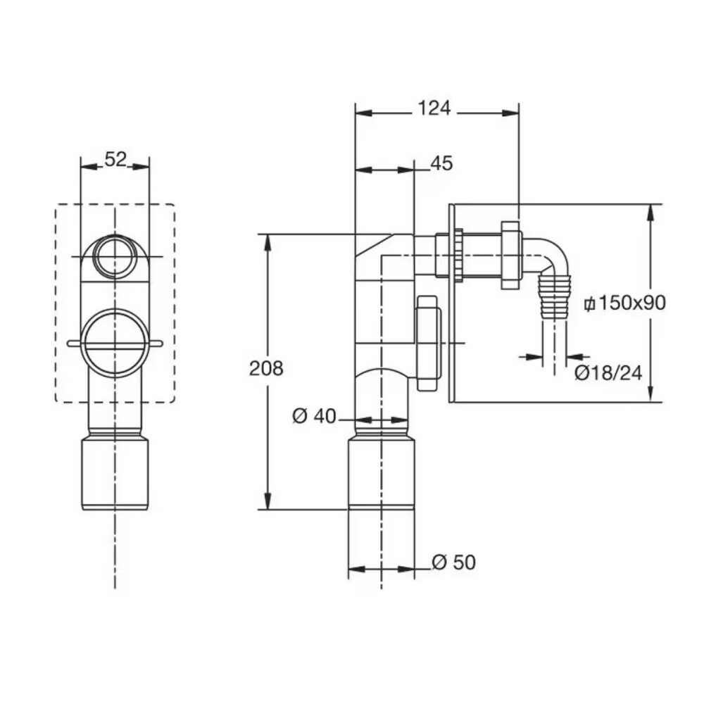 Sifón lavarropa de embutir BN blanco 50mm Sifón Lavarropa De Embutir Bn Blanco 50mm