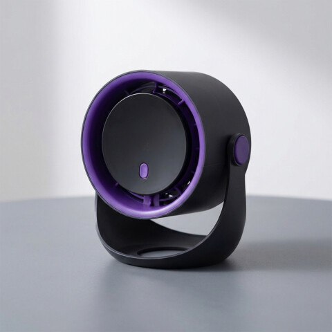 Ventilador Escritorio Recargable Batería 360 5 Velocidades Color Negro