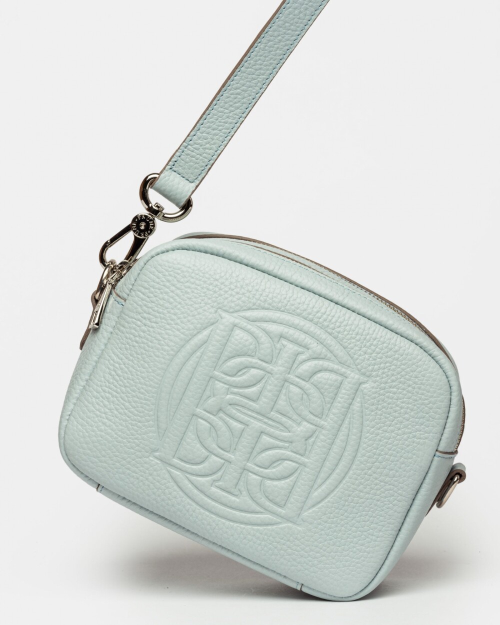 Bandolera Eterial en cuero graneado Pearl Blue