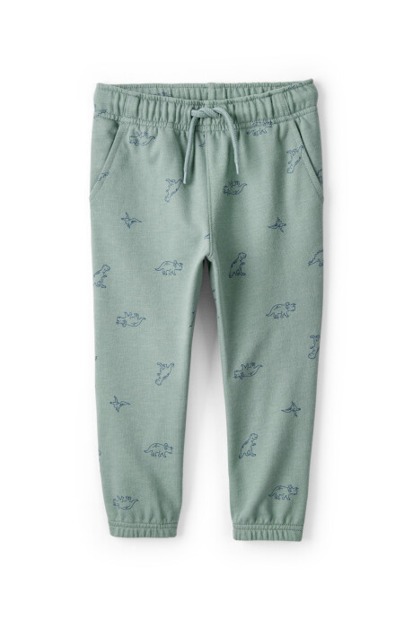 Set dos piezas de algodón, pantalón y canguro, diseño dinos. Talles 2-5T Sin color