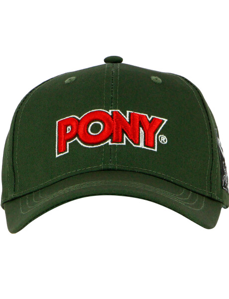 Gorro con Visera Pony con Liso con Logo Green/Red