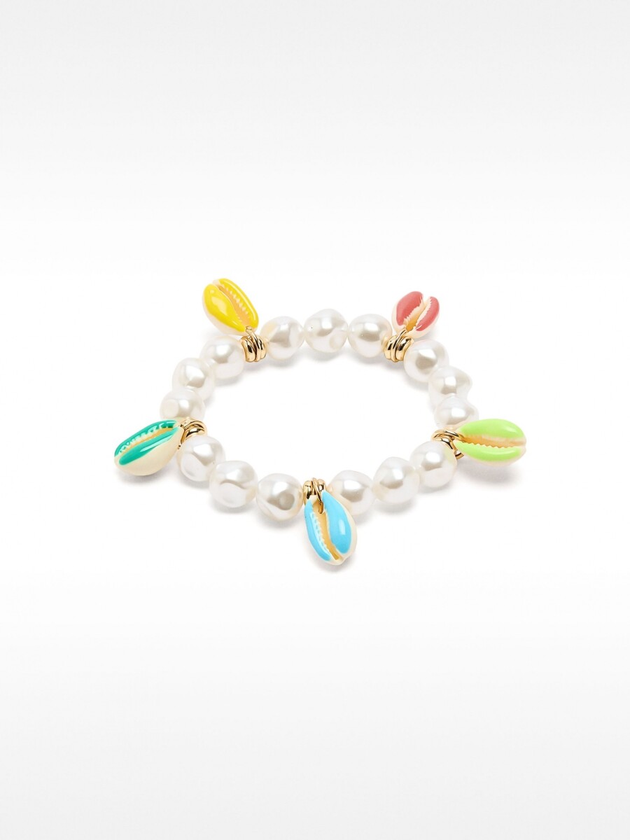 Pulsera Elástica Multicolor Con Conchas Esmaltadas multicolor