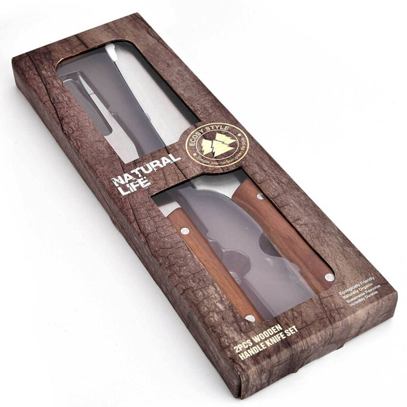 Set cuchillo y tenedor para parrilla mango madera MADERA