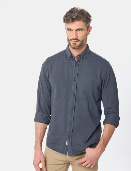CAMISA PIQUE LISA MANGA LARGA Azul