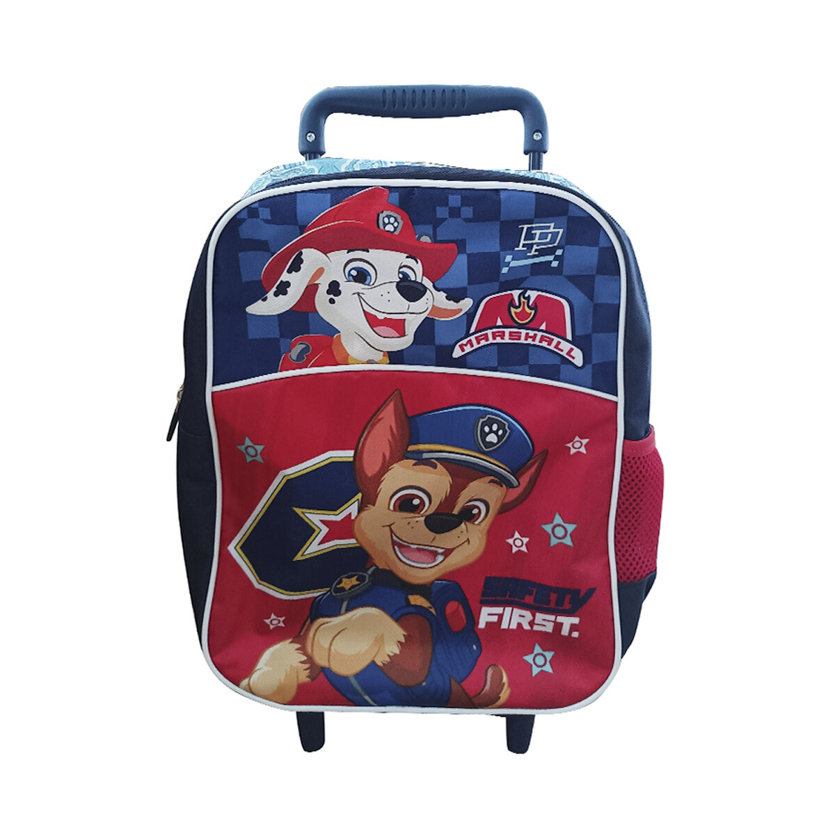 Mochila infantil Paw Patrol con Carro Tafeta Chica 35 x 26 cm - AZUL/ROJO 