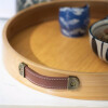 Bandeja Redonda de Bambu y Detalle en Cuero - Set 2 Medidas Bandeja Redonda de Bambu y Detalle en Cuero - Set 2 Medidas