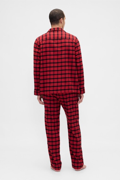 Pijama Set De Camisa Y Pantalón Flannel Hombre Fs Red Black Plaid