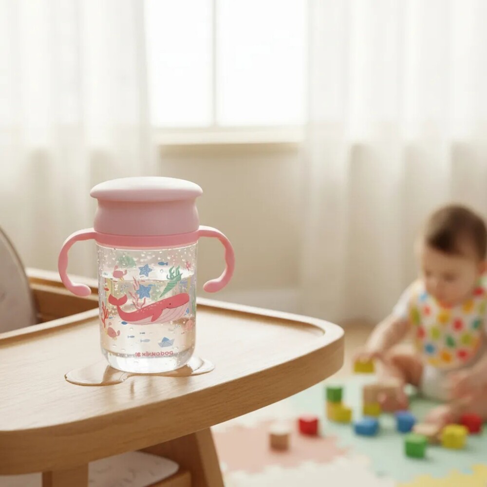 Vaso 360 entrenamiento KIKKABOO rosa
