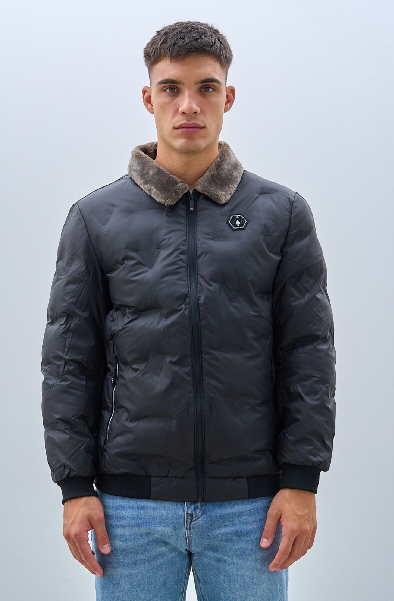 CAMPERA OXX 82261 CUELLO PIEL - NEGRO 