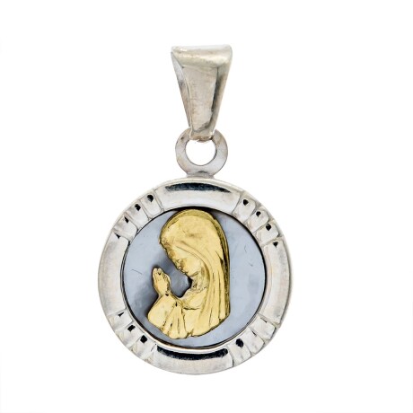 Medalla religiosa de plata 925, double en oro 18 ktes y nácar, VIRGEN NIÑA. Medalla religiosa de plata 925, double en oro 18 ktes y nácar, VIRGEN NIÑA.