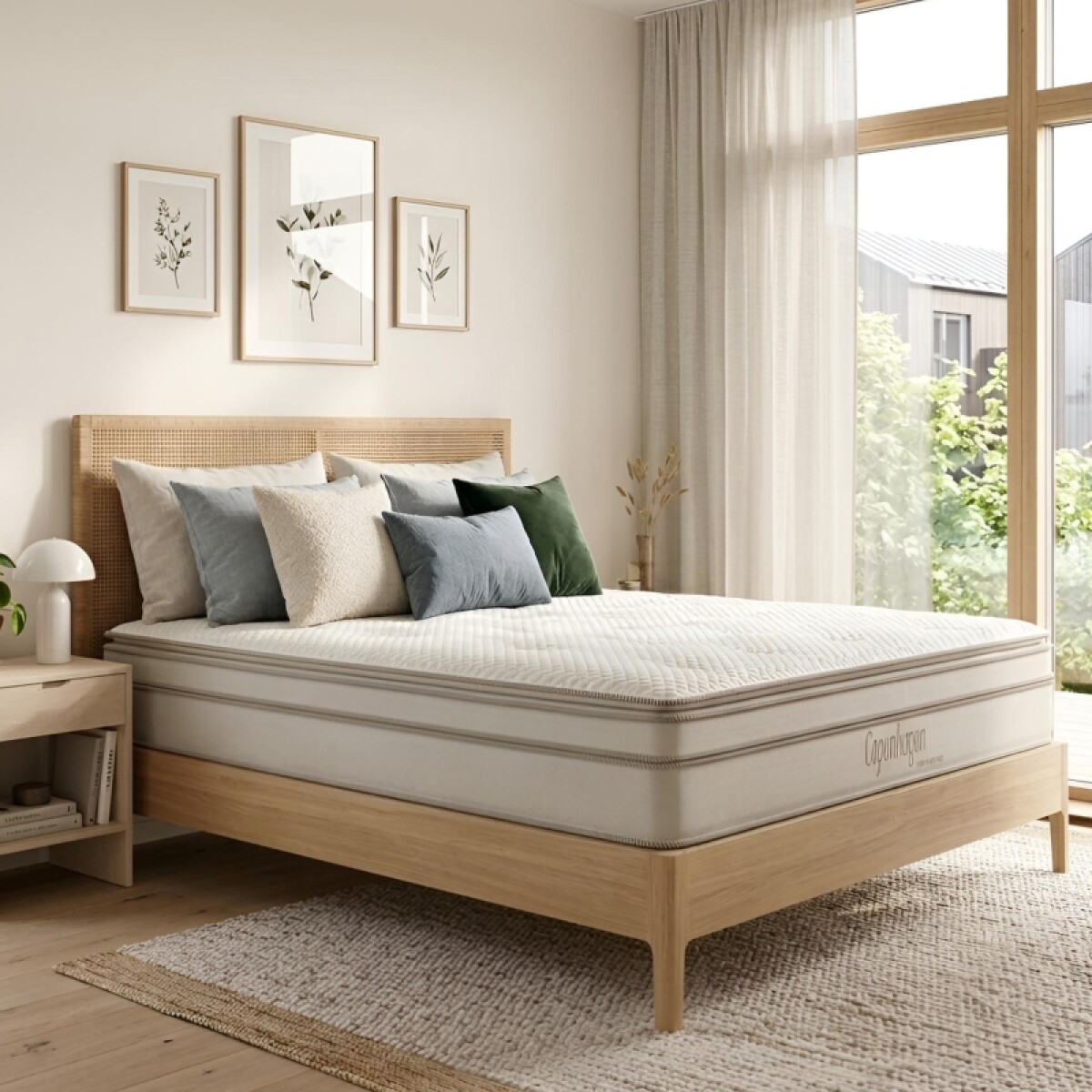 COLCHON QUEEN - Premium Copenhagen Espuma y Resortes Ensacados 158 x 198 x 42 cm 