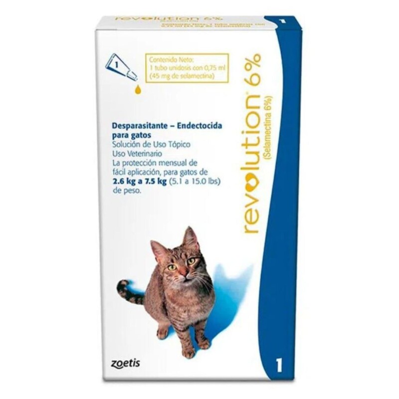 PIPETA GATOS ANTIPARASITARIA REVOLUTION 2.6 A 7.5 KGS PIPETA GATOS ANTIPARASITARIA REVOLUTION 2.6 A 7.5 KGS