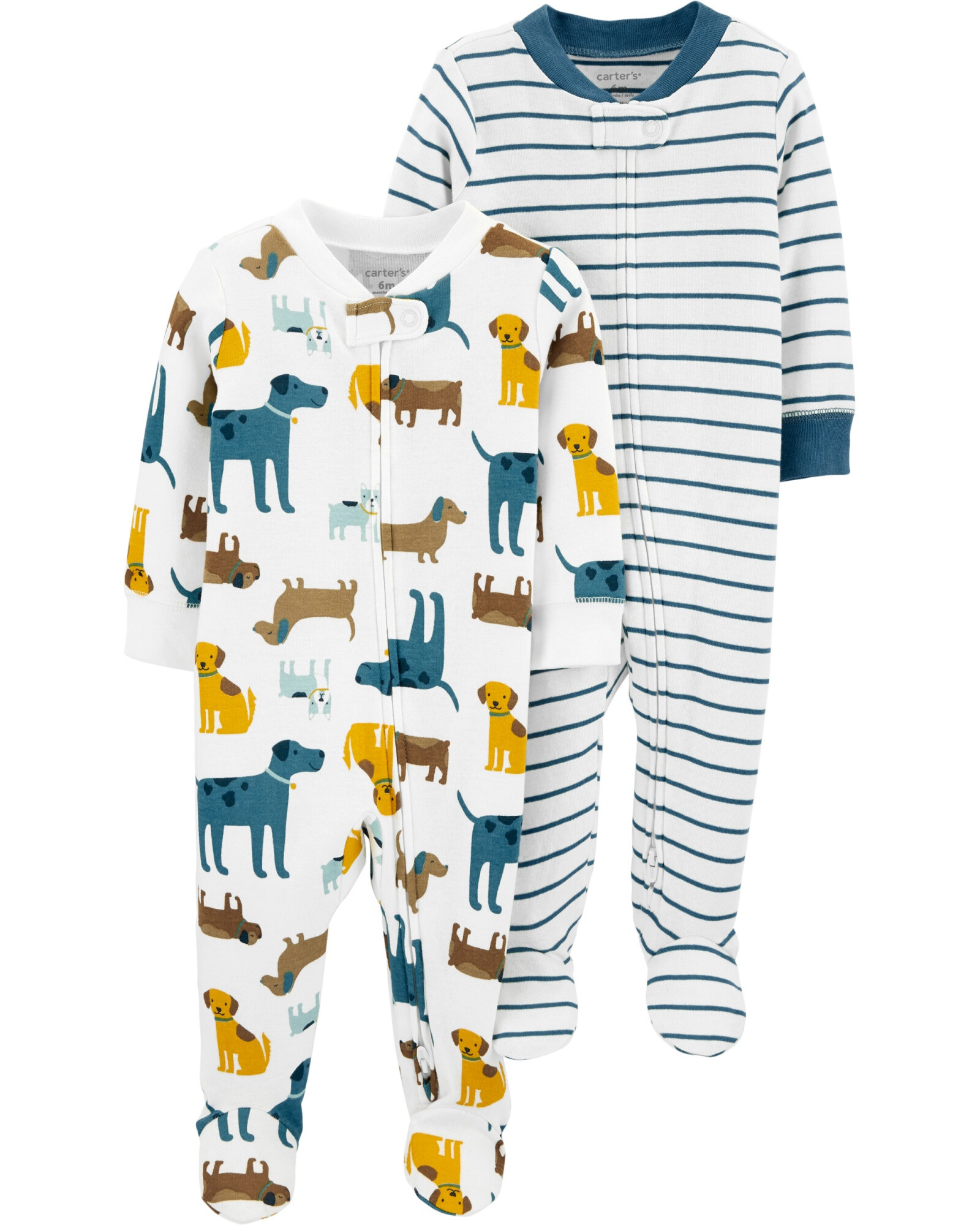 Pack de dos pijamas de algodón con pie 0