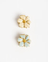 Broches Sets Flores Set De 2 Broches Flor De Metal Con Esmalte - Combinacion Bicolor