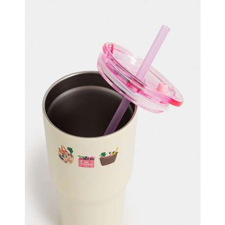 Vaso Alto Témico Estampado Blanco Crema