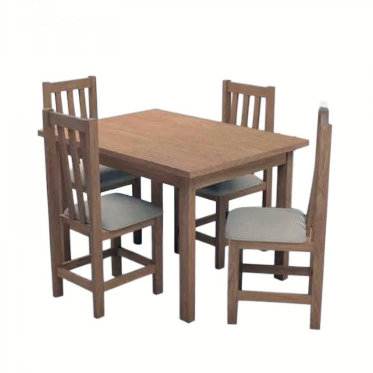 Juego de Comedor Italia Meneghetti 4 Sillas Tapizadas + Mesa Rústica de Madera Maciza 