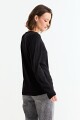 Sweater con detalle en manga NEGRO