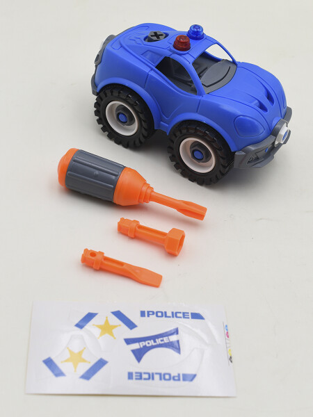 AUTO DE POLICIA ARMABLE 18 X 12 CM AZUL