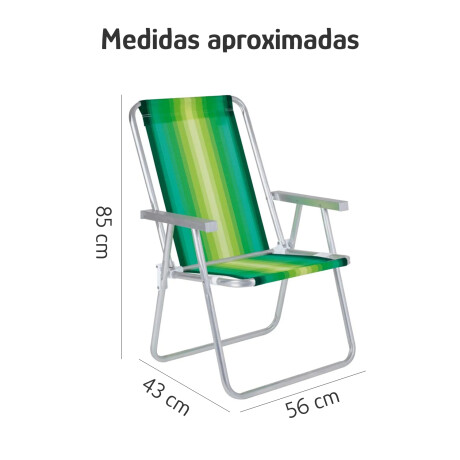 Set X2 Reposeras Sillas Alta Plegables Aluminio Conforto Mor Verde