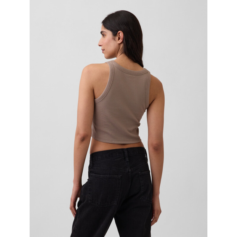 V-SL RIB 2X2 LOGO CROP TANK MEDIUM COOL BROWN