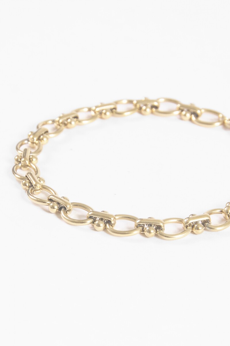 Pulsera acero eslabones redondos dorado