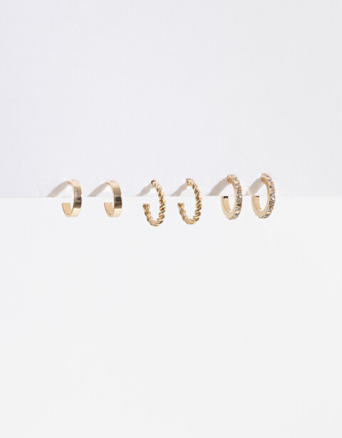 Aros Argollas Set Metal Set De Argollas - Dorado