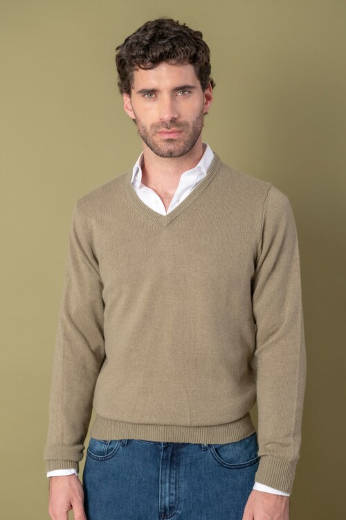 Sweater V lambswool Moss