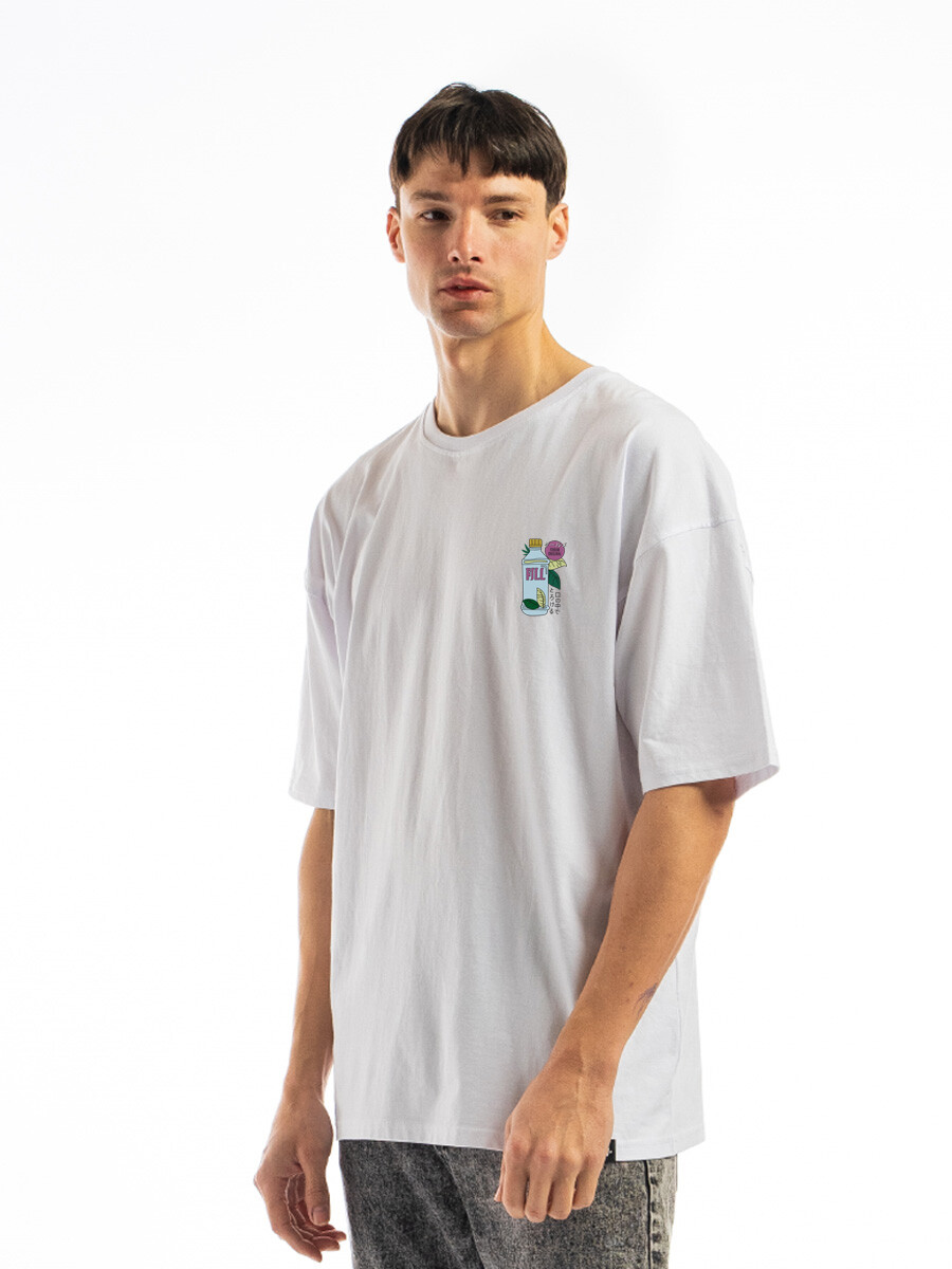 Remera Estampada Oversized - Blanco/Fantasia 1 