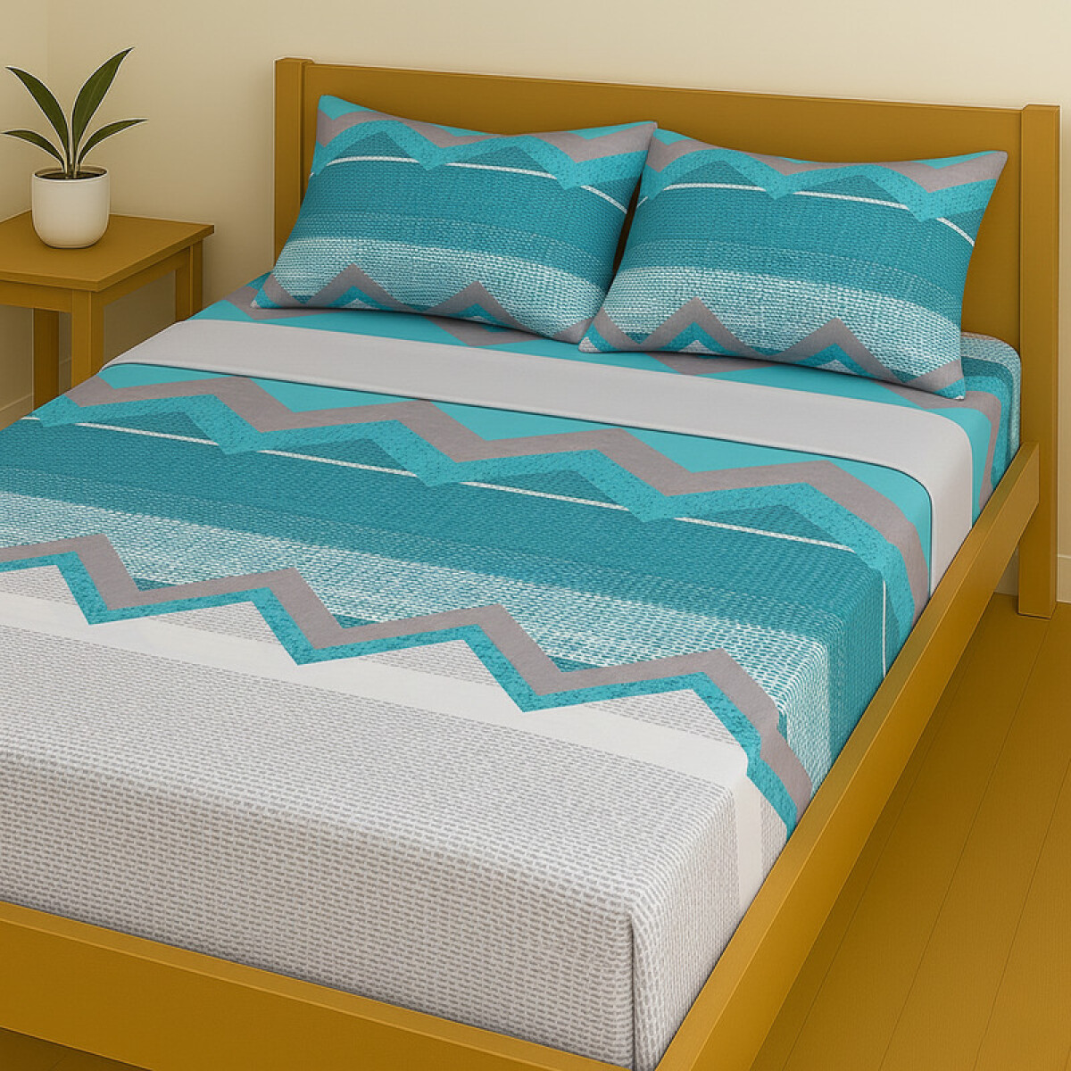 Juego de Sábanas 2 Plazas SAB-MICRO ZIG ZAG (3 Piezas) – 140×190 + 2 Fundas 50×70 | Suavidad, Diseño y Confort 