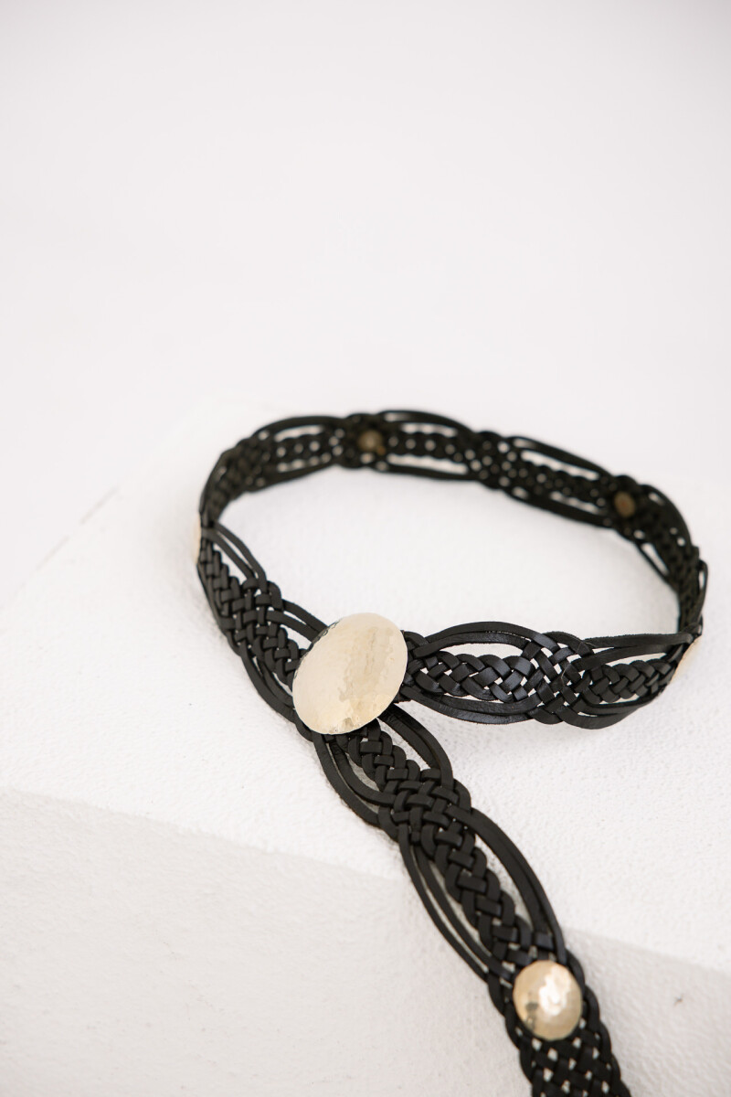Cinturon Cuero SS25 - Trenzado Negro 