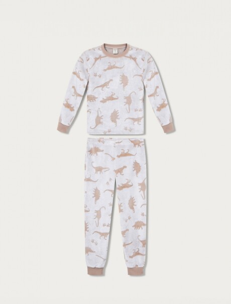 PIJAMA INFANTIL DE FORRO POLAR ESTAMPADO BEIGE