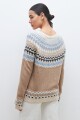 Sweater con guarda jacquard tostado