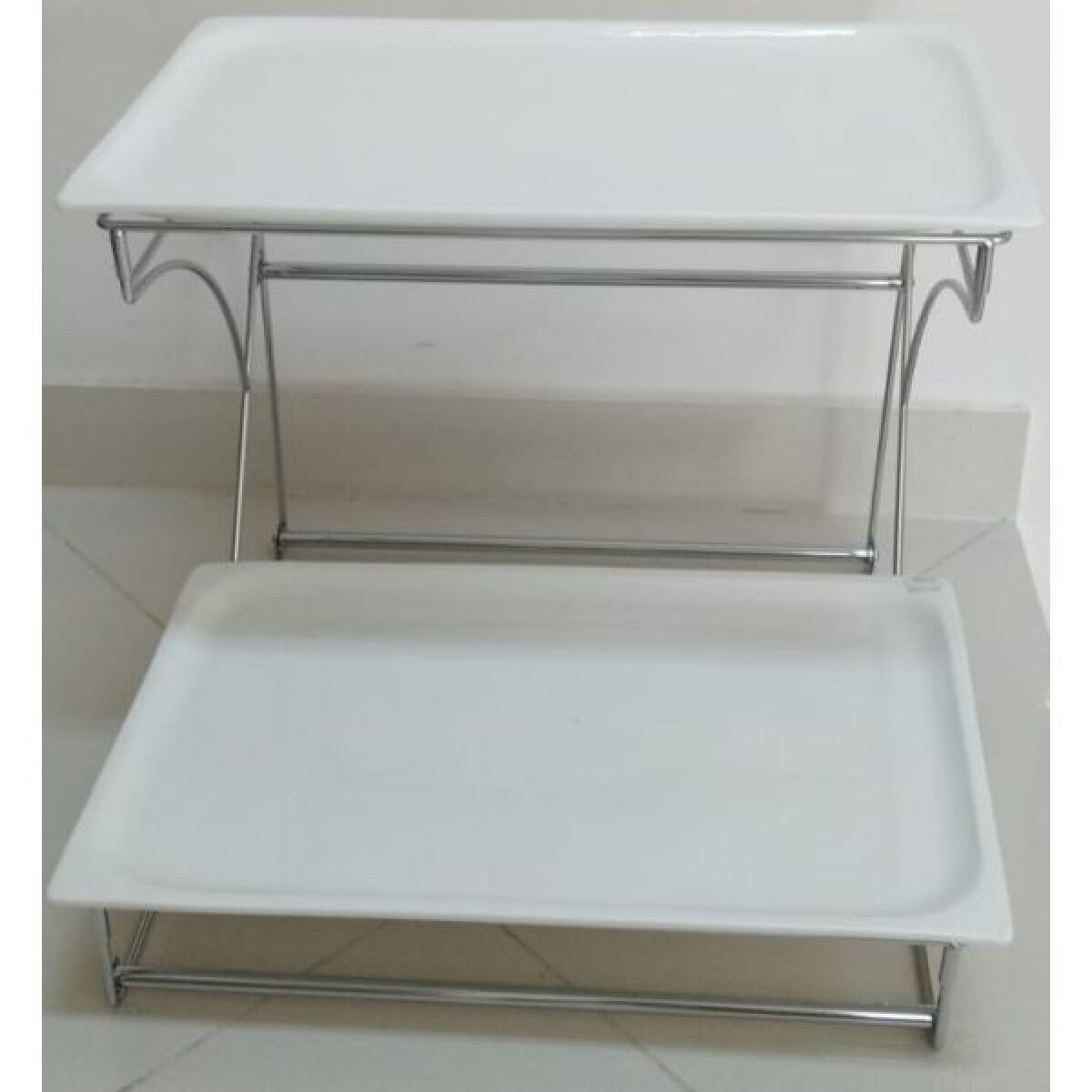 Exhibidor Doble De Alimentos C/ Bandeja De Porcelana Sunnex 