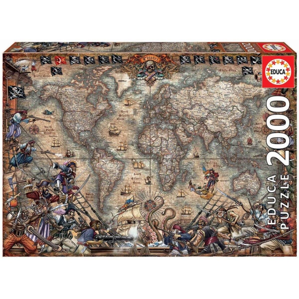 Puzzle Rompecabeza Educa Mapa Politico Piratas 2000 Piezas — Atrix