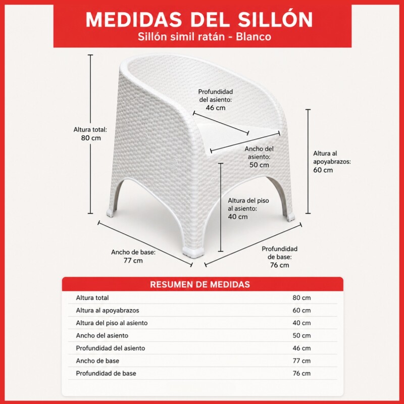 Sillón simil ratán BLANCO