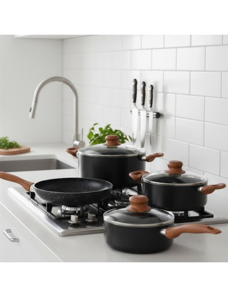 BATERIA DE COCINA 7PZAS SELECTA PLUS NEGRO BATERIA DE COCINA 7PZAS SELECTA PLUS NEGRO