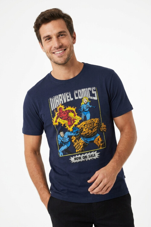 Remera m/c hombre MARVEL AZUL MARINO