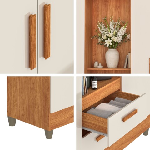 Ropero 4 Puertas Sin Espejo Cinamomo Off White 150 x 181 x 40 cm Ropero 4 Puertas Sin Espejo Cinamomo Off White 150 x 181 x 40 cm